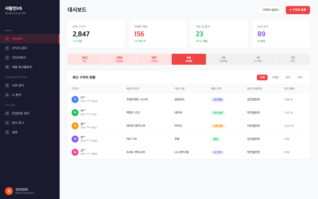 Saramin HS CRM (사람인HS CRM)